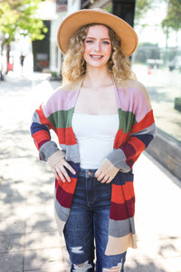 Fall Ready Multicolor Striped Slouchy Open Cardigan