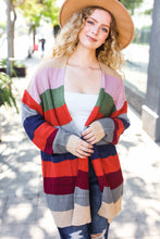 Load image into Gallery viewer, Fall Ready Multicolor Striped Slouchy Open Cardigan
