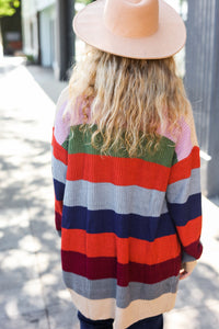 Fall Ready Multicolor Striped Slouchy Open Cardigan