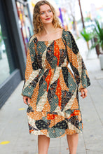 Load image into Gallery viewer, Chasing Autumn Leaves Boho Patchwork Midi Dress
