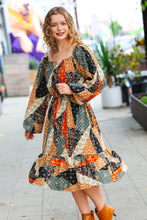 Load image into Gallery viewer, Chasing Autumn Leaves Boho Patchwork Midi Dress

