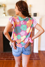 Load image into Gallery viewer, Feeling Playful Fuchsia Floral Textured Ruffle Sleeve Top

