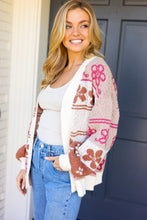 Load image into Gallery viewer, Take on The Day Ivory Floral Stripe Open Cardigan
