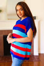 Load image into Gallery viewer, Forget Me Not Royal Blue Stripe Short Sleeve Dolman Sweater
