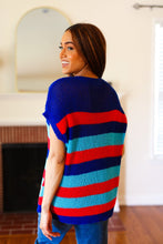 Load image into Gallery viewer, Forget Me Not Royal Blue Stripe Short Sleeve Dolman Sweater
