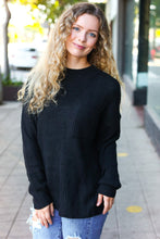 Load image into Gallery viewer, Classy Chic Mock Neck Chest Pocket Knit Sweater in Black
