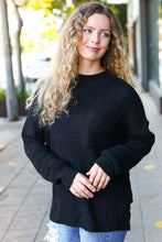 Load image into Gallery viewer, Classy Chic Mock Neck Chest Pocket Knit Sweater in Black
