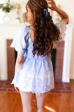 Load image into Gallery viewer, Just A Dream Blue Smocked Floral Embroidered Babydoll Top
