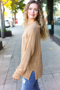 Classy Chic Mock Neck Chest Pocket Knit Sweater in Taupe