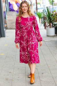 Sangria Nights Fit & Flare Floral Print Midi Dress