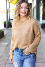 Load image into Gallery viewer, Classy Chic Mock Neck Chest Pocket Knit Sweater in Taupe
