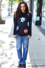 Load image into Gallery viewer, Eyes On You Flower Patch Oversized Knit Sweater in Black
