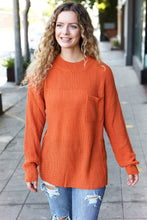 Load image into Gallery viewer, Pumpkin Spice Mock Neck Chest Pocket Knit Sweater
