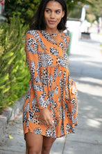 Load image into Gallery viewer, Rust Animal Geo Print Swing Dress with Pockets
