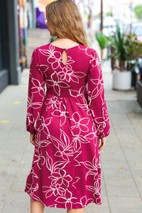 Sangria Nights Fit & Flare Floral Print Midi Dress