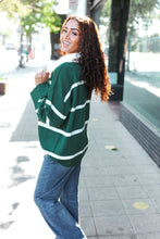 Load image into Gallery viewer, Fall For You Stripe Notched Neck Collared Oversized Sweater in Hunter Green
