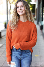 Load image into Gallery viewer, Pumpkin Spice Mock Neck Chest Pocket Knit Sweater
