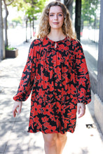 Load image into Gallery viewer, Boldly You Rust &amp; Black Floral Print Front Tie Dress
