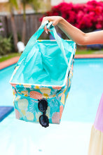 Load image into Gallery viewer, Collapsible Canvas &amp; Nylon Tote in Turquoise Pineapple Print
