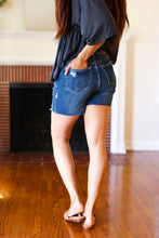 Load image into Gallery viewer, Dark Denim High Rise Cut Off Distressed Shorts
