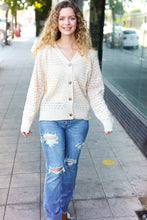 Load image into Gallery viewer, Follow Me Pointelle Knit Button Down Cardigan in Oatmeal
