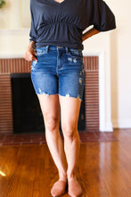 Load image into Gallery viewer, Dark Denim High Rise Cut Off Distressed Shorts
