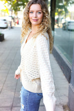 Load image into Gallery viewer, Follow Me Pointelle Knit Button Down Cardigan in Oatmeal
