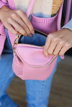 Load image into Gallery viewer, Chic and Playful Vegan Leather Two Pocket Mini Cross Body in Pink
