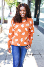 Load image into Gallery viewer, Game Day Football Print Jacquard Knit Sweater in Orange
