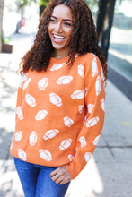 Load image into Gallery viewer, Game Day Football Print Jacquard Knit Sweater in Orange
