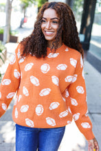 Load image into Gallery viewer, Game Day Football Print Jacquard Knit Sweater in Orange
