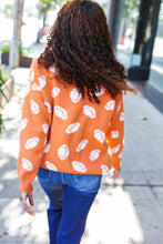 Load image into Gallery viewer, Game Day Football Print Jacquard Knit Sweater in Orange
