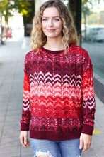 Load image into Gallery viewer, Holiday Vibes Wine Cable Knit Print Hacci Knit Sweater
