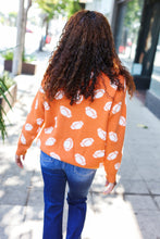 Load image into Gallery viewer, Game Day Football Print Jacquard Knit Sweater in Orange
