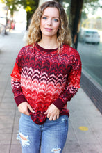 Load image into Gallery viewer, Holiday Vibes Wine Cable Knit Print Hacci Knit Sweater
