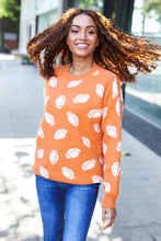 Load image into Gallery viewer, Game Day Football Print Jacquard Knit Sweater in Orange
