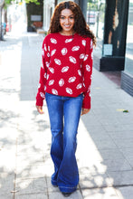 Load image into Gallery viewer, Game Day Football Print Jacquard Knit Sweater in Red
