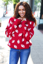 Load image into Gallery viewer, Game Day Football Print Jacquard Knit Sweater in Red
