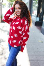 Load image into Gallery viewer, Game Day Football Print Jacquard Knit Sweater in Red
