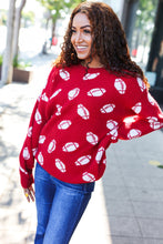 Load image into Gallery viewer, Game Day Football Print Jacquard Knit Sweater in Red
