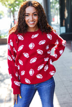 Load image into Gallery viewer, Game Day Football Print Jacquard Knit Sweater in Red
