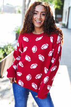 Load image into Gallery viewer, Game Day Football Print Jacquard Knit Sweater in Red
