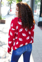 Load image into Gallery viewer, Game Day Football Print Jacquard Knit Sweater in Red
