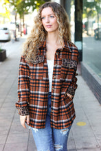 Load image into Gallery viewer, Put Together Rust Plaid &amp; Animal Print Button Down Jacket
