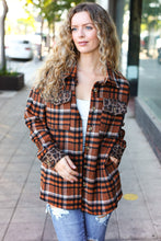 Load image into Gallery viewer, Put Together Rust Plaid &amp; Animal Print Button Down Jacket
