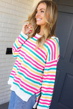 Load image into Gallery viewer, Bold &amp; Sassy Fuchsia Multi Stripe Pullover Sweater
