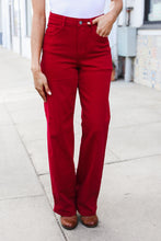 Load image into Gallery viewer, Judy Blue Heart Shaped High Rise Red Straight Leg Jeans
