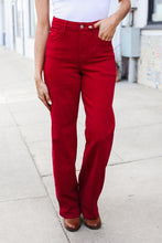 Load image into Gallery viewer, Judy Blue Heart Shaped High Rise Red Straight Leg Jeans
