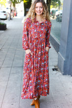 Load image into Gallery viewer, Casual Living Burgundy Floral Collared Fit &amp; Flare Maxi Dress
