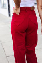 Load image into Gallery viewer, Judy Blue Heart Shaped High Rise Red Straight Leg Jeans
